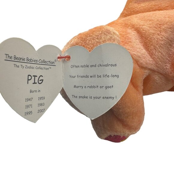 Ty Beanie Babies Zodiac Pig Plush Stuffed Animal 1995-2007 - Picture 4 of 7